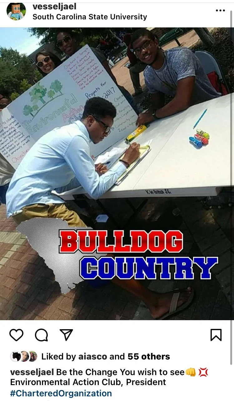 Original archive image of Environmental Action Club campus organizing at South Carolina State University