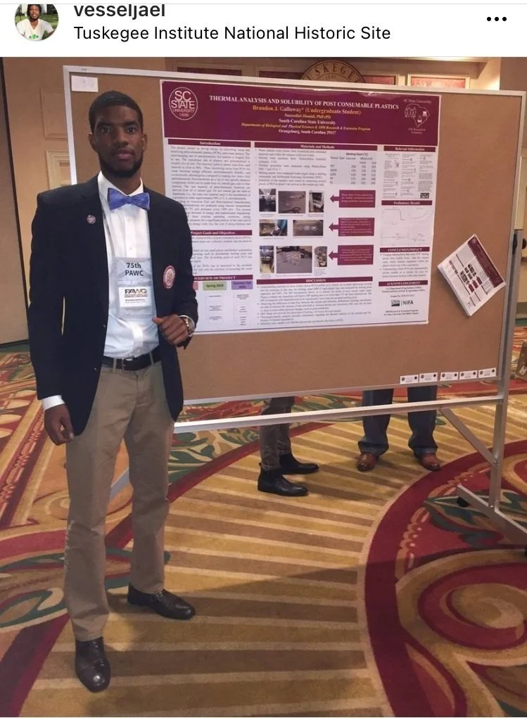 Dr. Ja’El presenting post-consumer plastics research through SCSU’s 1890 program
